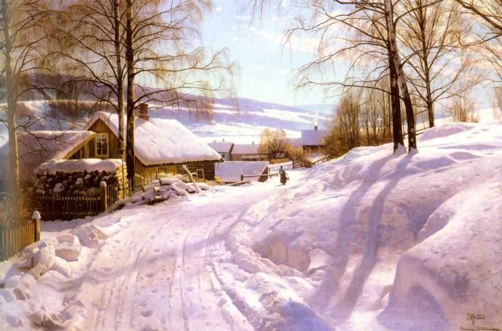 Peder Mork Monsted On The Snowy Path